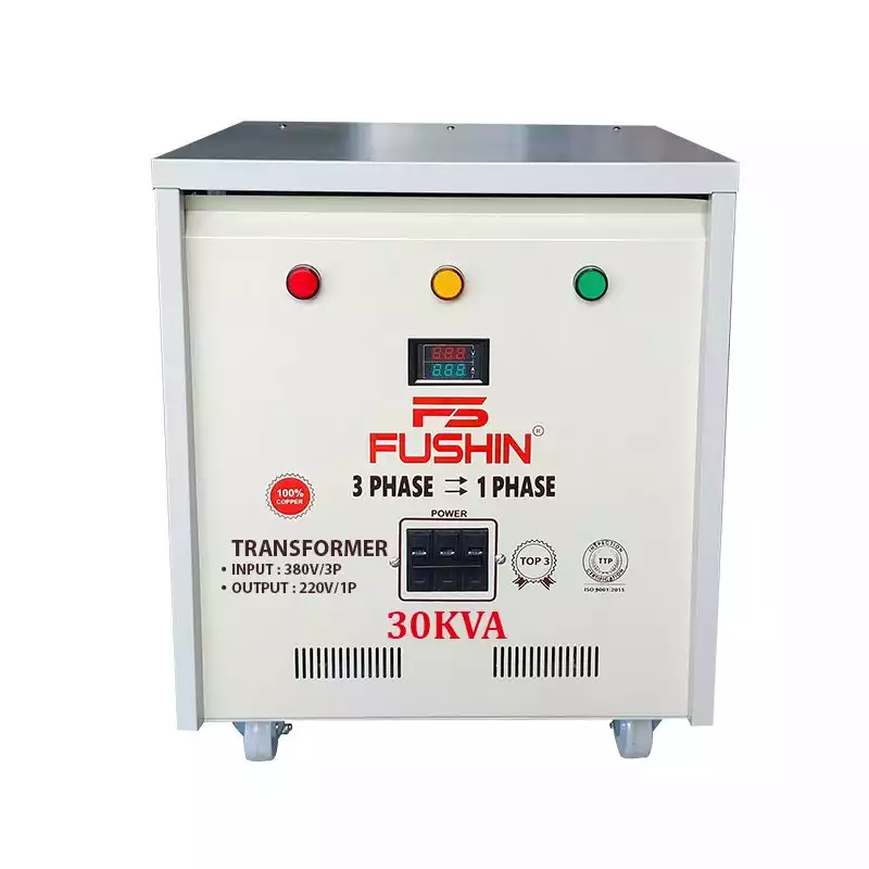 Biến áp 3 pha 380V ra 1 pha 220V 30KVA FUSHIN dây đồng - Hình 1