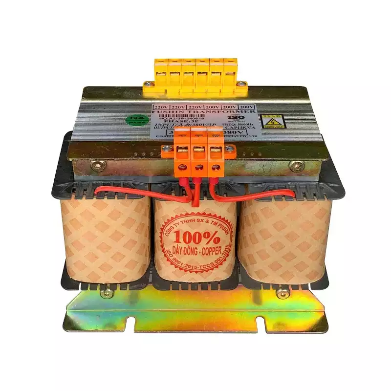 Biến Áp Trần Cách Ly 3 Pha 1.5KVA FUSHIN Vào 380V Ra 200V-220V Dây Đồng - Hình 1