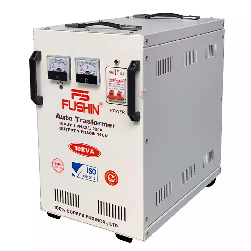 Biến Áp Tự Ngẫu 1 Pha 10KVA FUSHIN Vào 220V Ra 100V Và 110V Dây Đồng - Hình 2