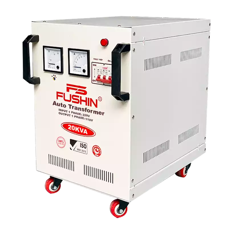 Biến Áp Tự Ngẫu 1 Pha 20KVA FUSHIN Vào 220V Ra 100V Và 110V Dây Đồng - Hình 2